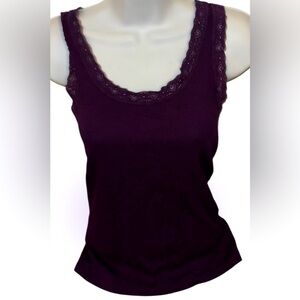 Joe fresh plum  lace trim tank top Sz Large